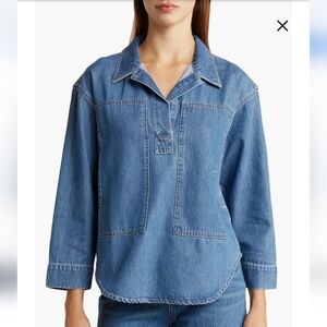 Madellew | Denim Popover Top | Size M | Never Worn | Denim Jacket| Top